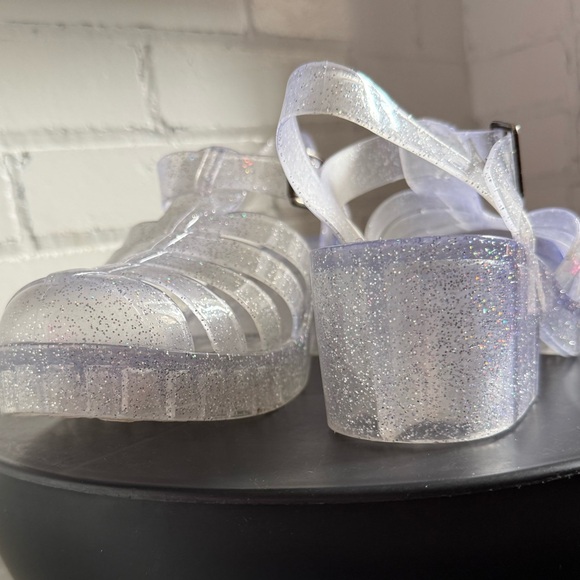Clear Glittery Jellies Platform Sandals - Picture 4 of 6